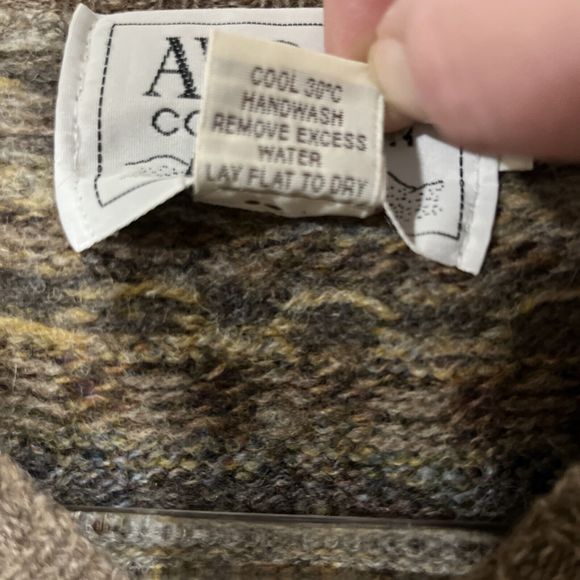 Vintage Avoca Collection Pure New Wool Irish Knit Sweater Brown XL Ireland - Picture 3 of 6